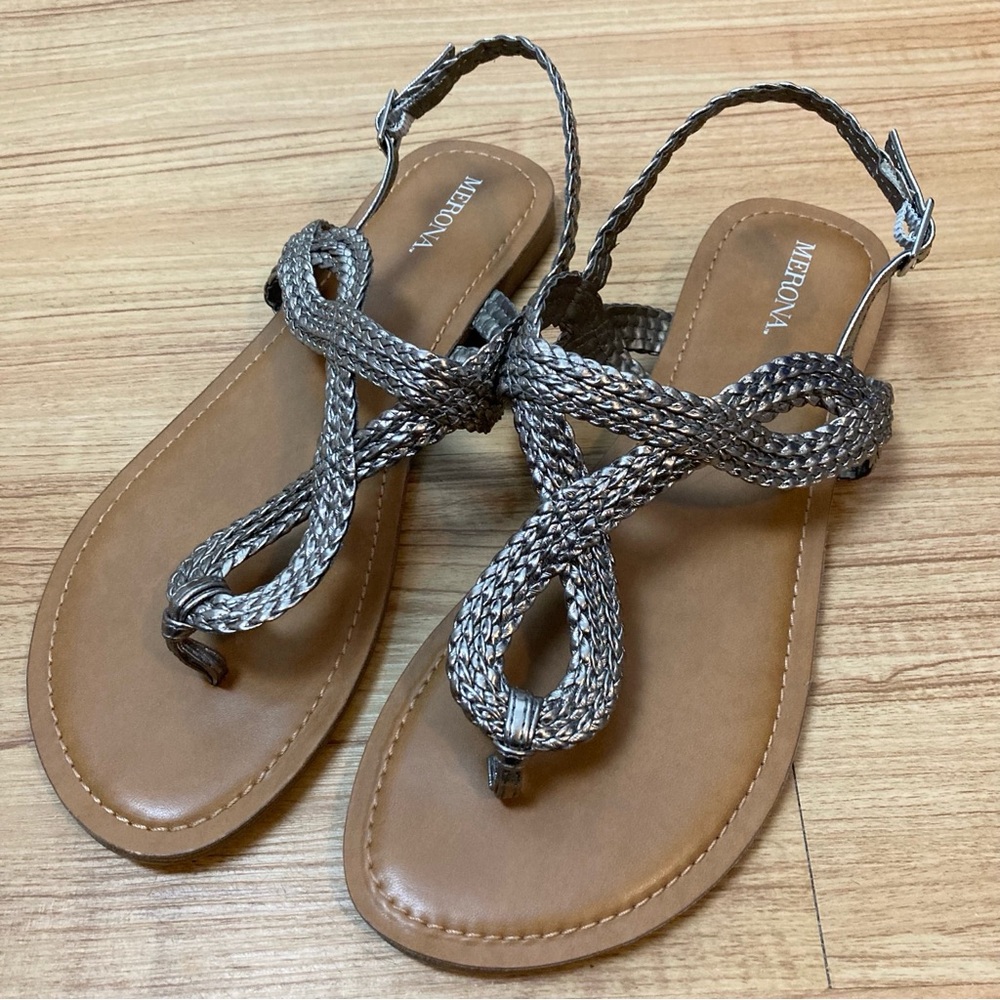 Pewter Braided Strap Sandals